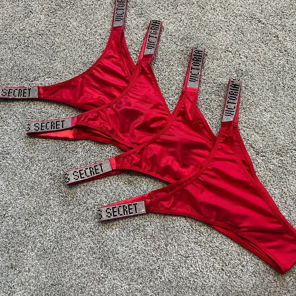 Victoria's Secret Brazilian Shine Strap Panties Red